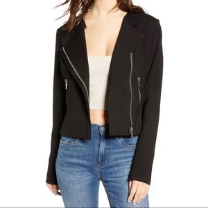BLANKNYC Collarless Ponte Moto Jacket